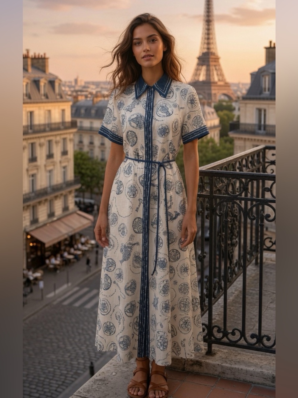 Alemais Light Blue Floral Boho Maxi Dress with Embroidered Trim L/XL oversized